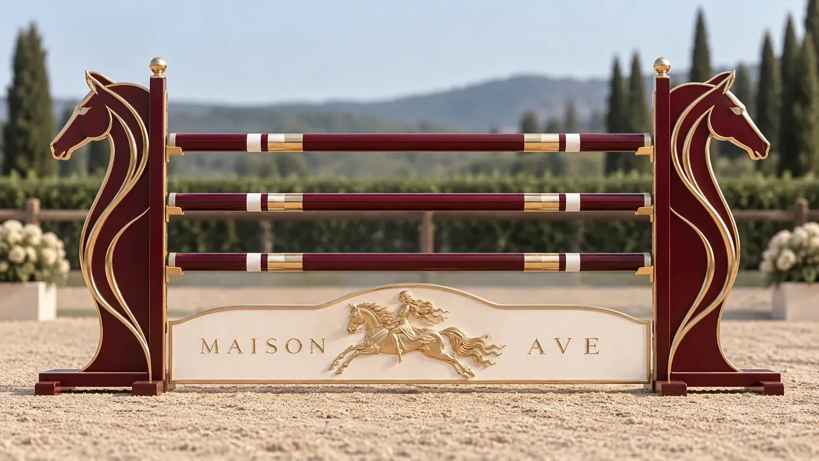 Конкурное препятствие Maison Ave в бордовом и золоте